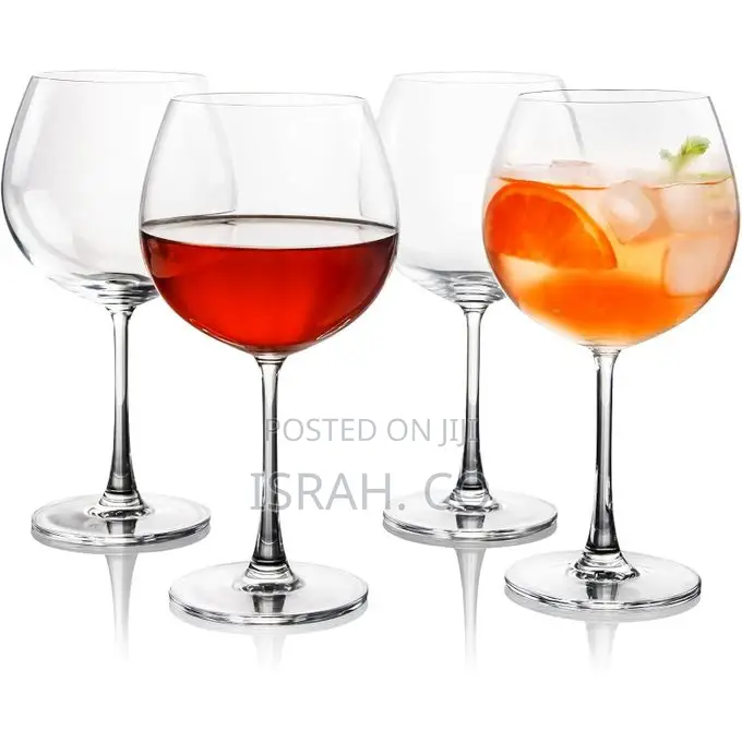 6 Pieces of Crystal Stem Balloon Cocktail Red Wine Glasses
