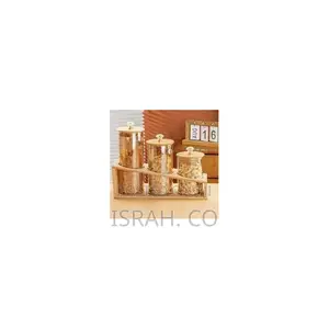 3-Piece Round Glass Food Storage Container With Bamboo Lid and Stand