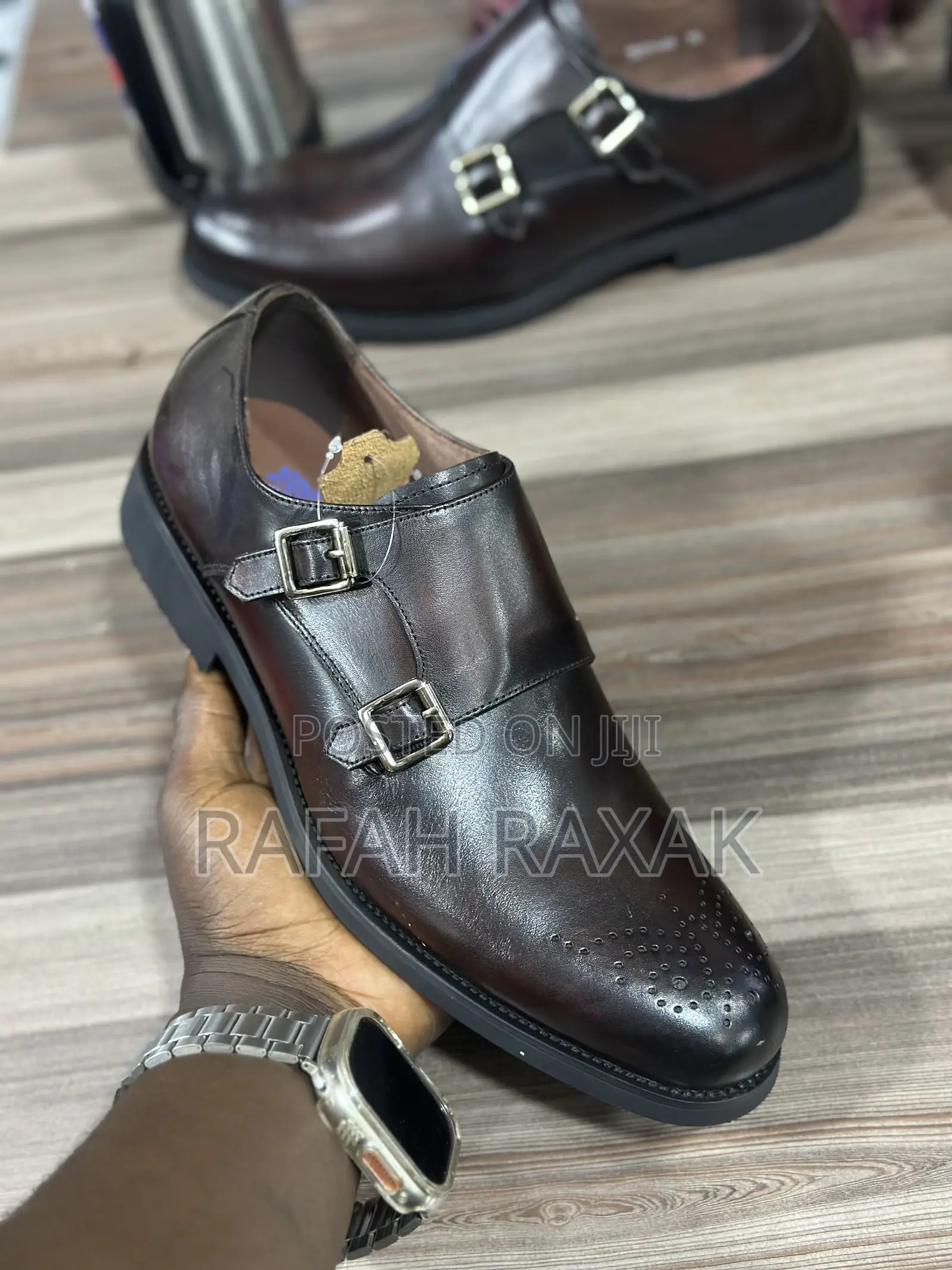 Men’S Dark Tan Franco Banetti Double Monk Strap Oxford Shoes