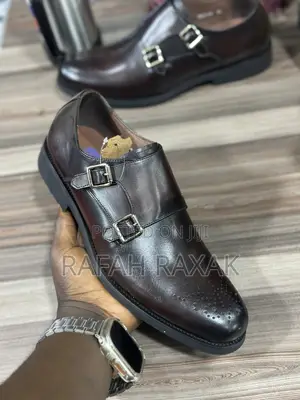Men’S Dark Tan Franco Banetti Double Monk Strap Oxford Shoes