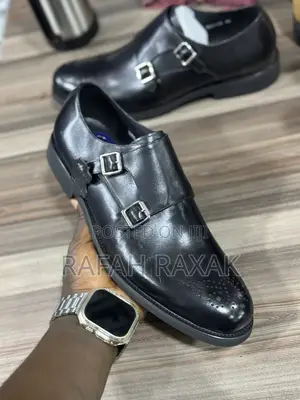 Original Black Men’S Franco Banetti Double Buckle Monk Strap Oxfords