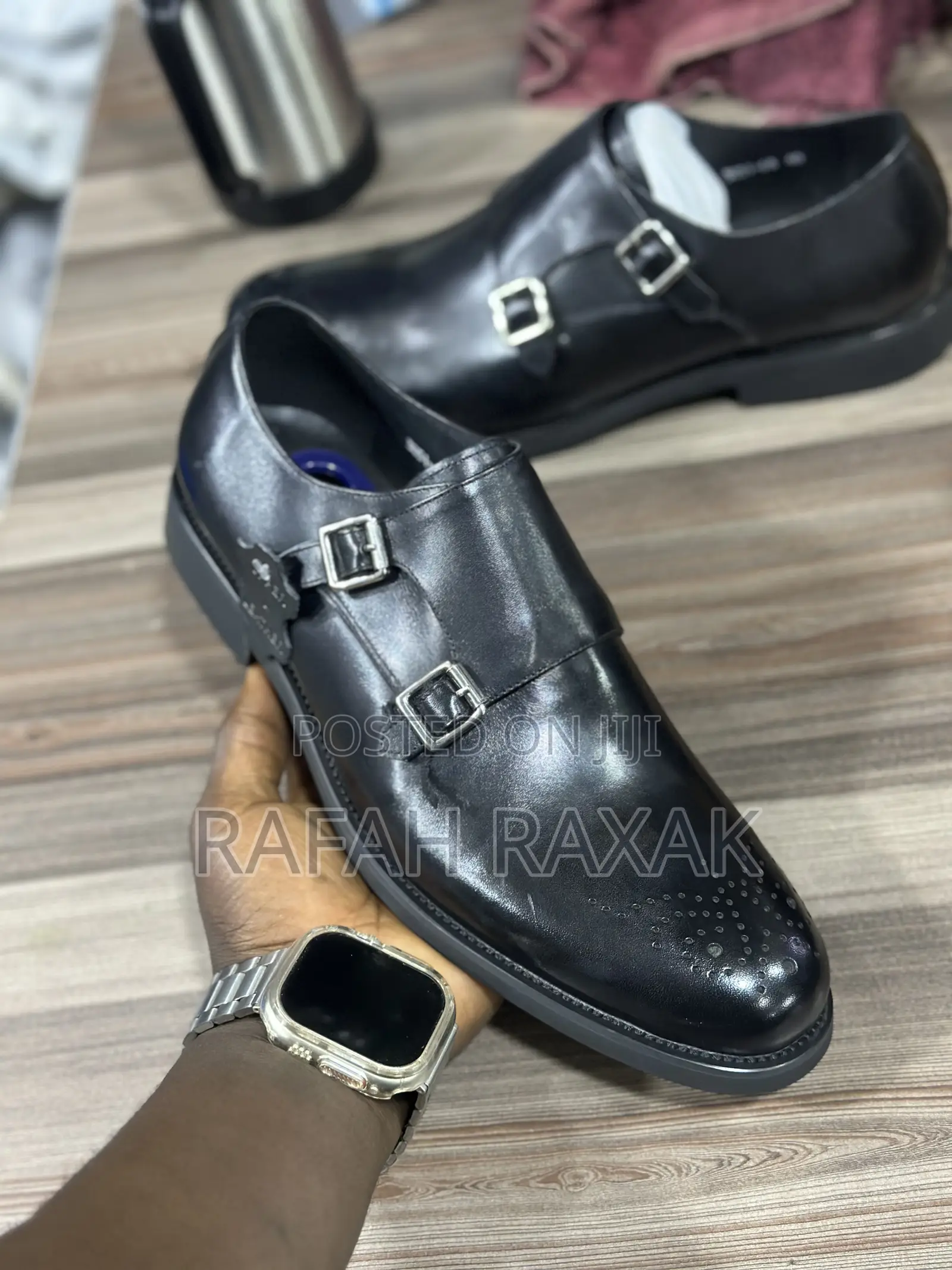 Original Black Men’S Franco Banetti Double Buckle Monk Strap Oxfords