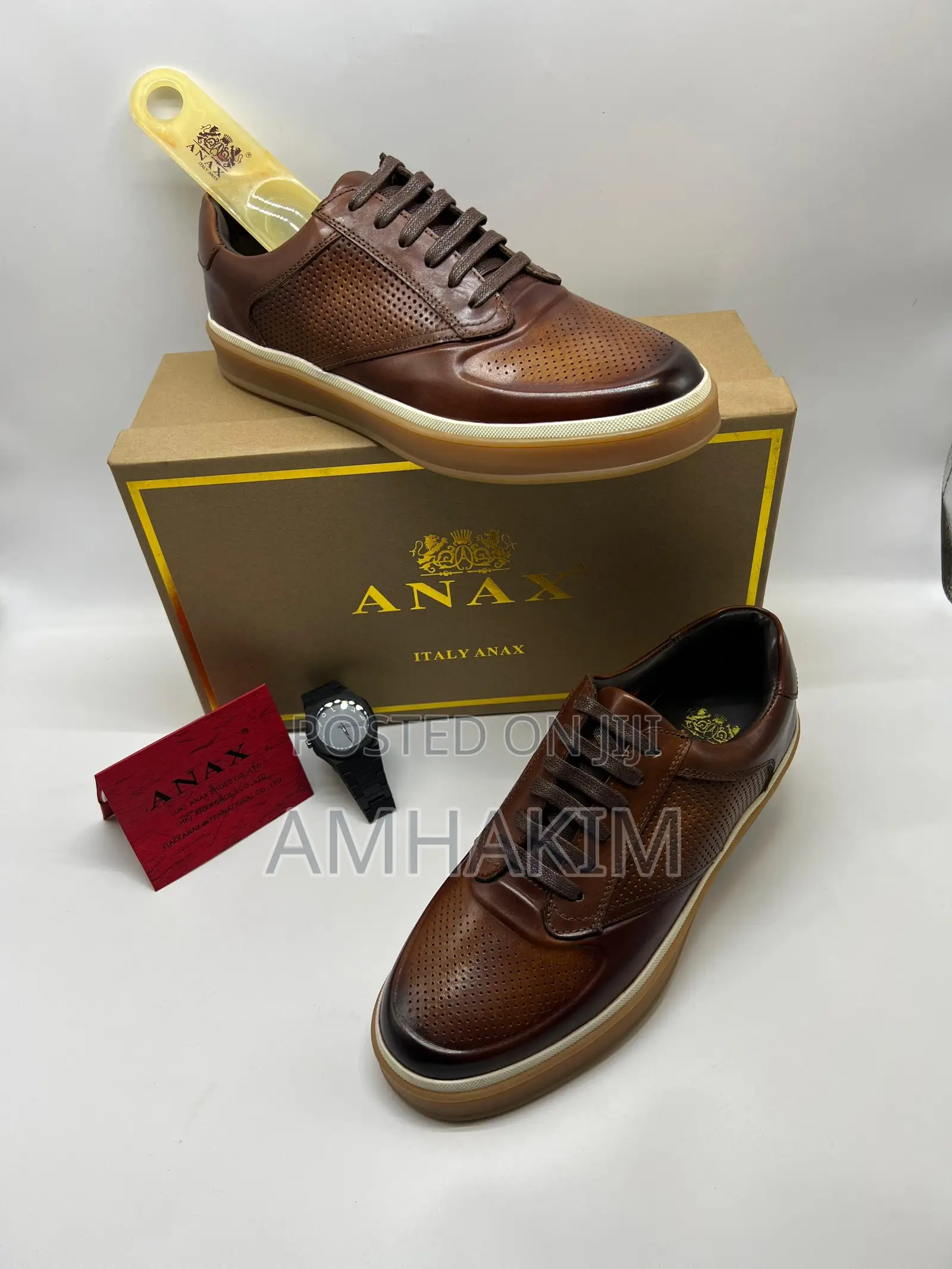 Classic Men's Low Top Anax Leather Sneakers In Stock