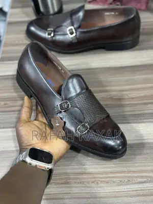 Original Men’S Dark Tan Franco Banetti Double Monkstrap Leather Loafer