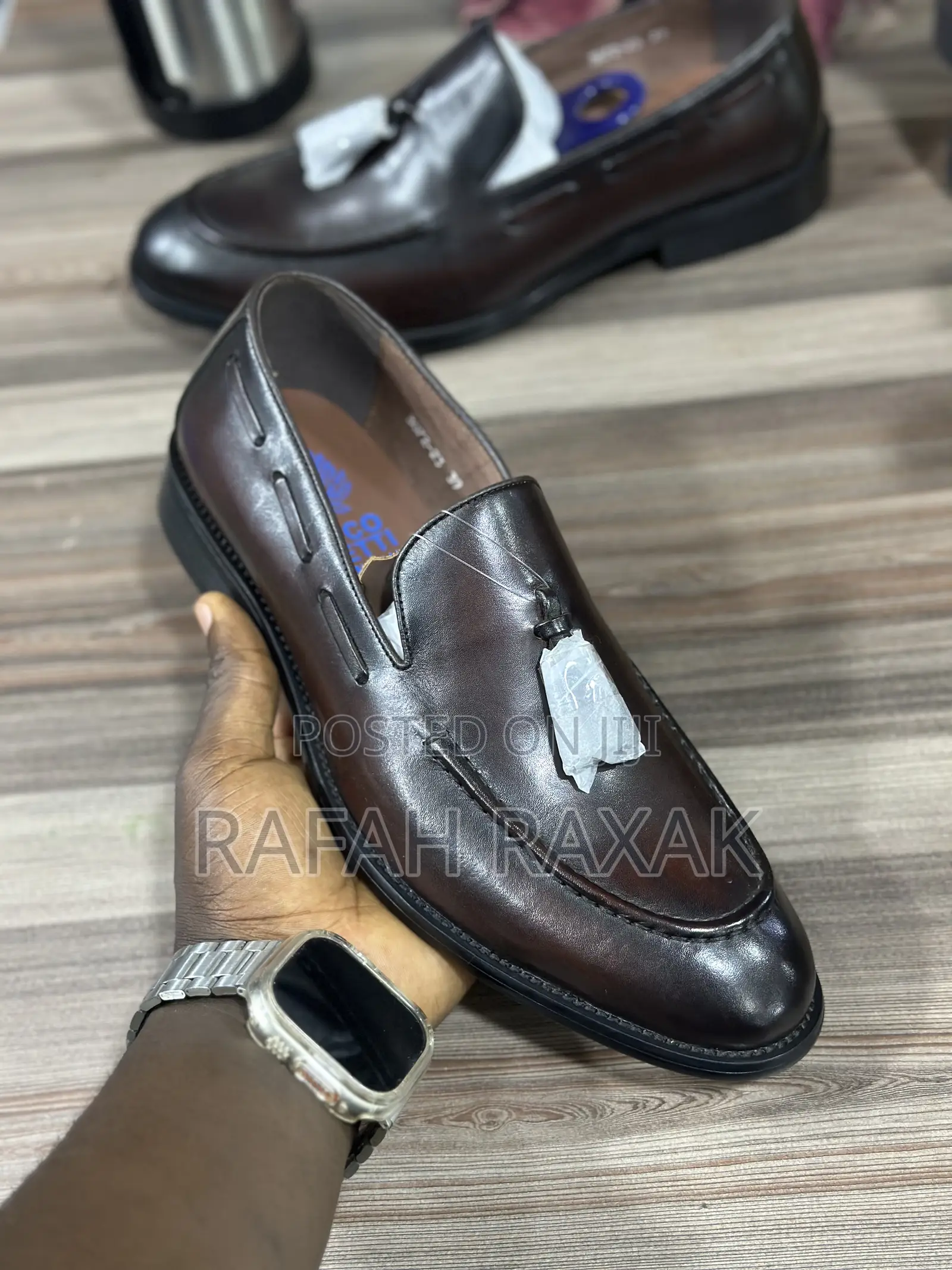 Men’S Dark Tan Franco Banetti Tassel Leather Loafers