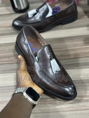 Men’S Dark Tan Franco Banetti Tassel Leather Loafers