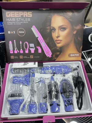 Geepas 8in1 Hairstyler,750w, 2years Warranty, Straighten, Style,Dry.