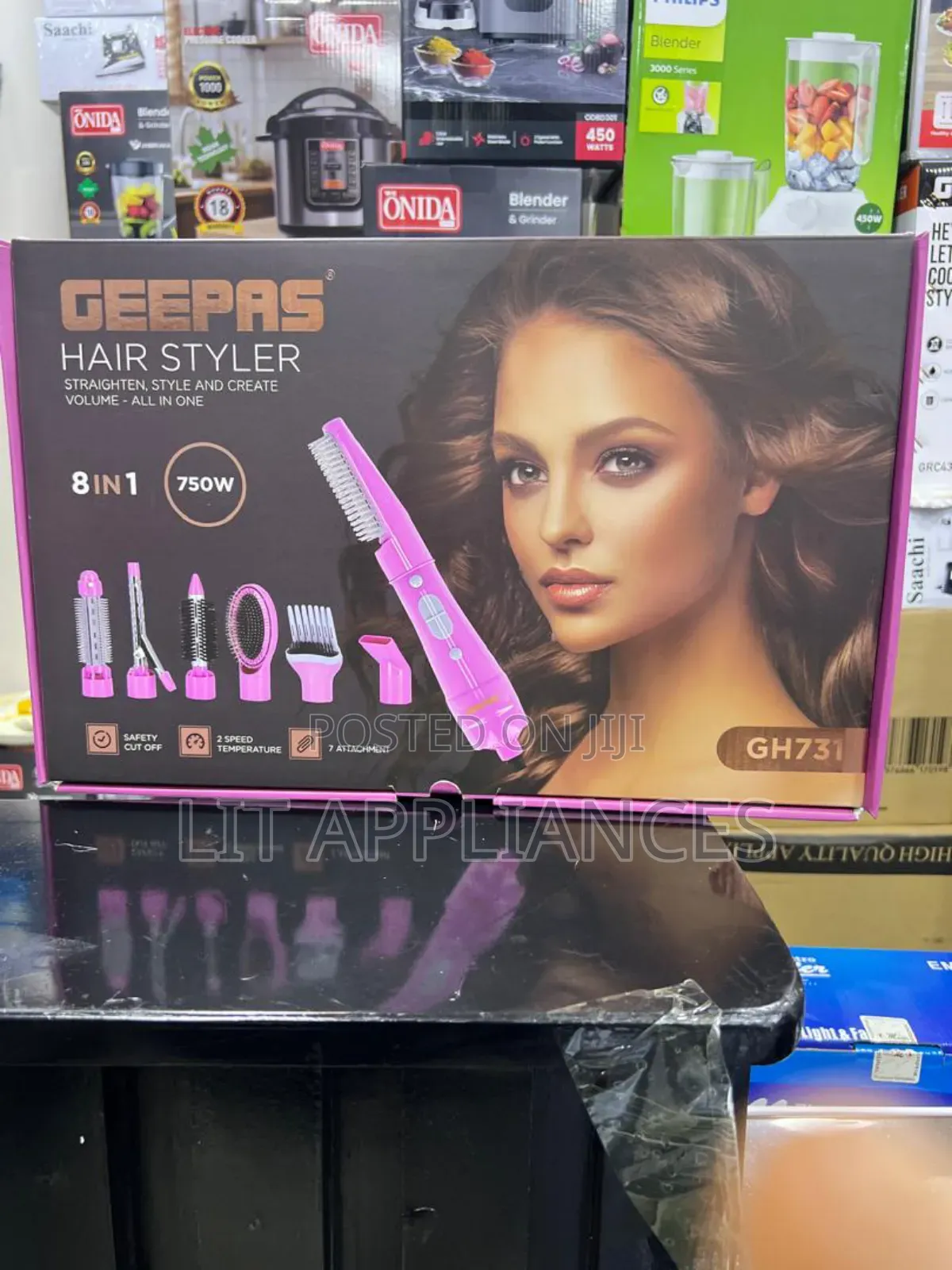 Geepas 8in1 Hairstyler,750w, 2years Warranty, Straighten, Style,Dry.