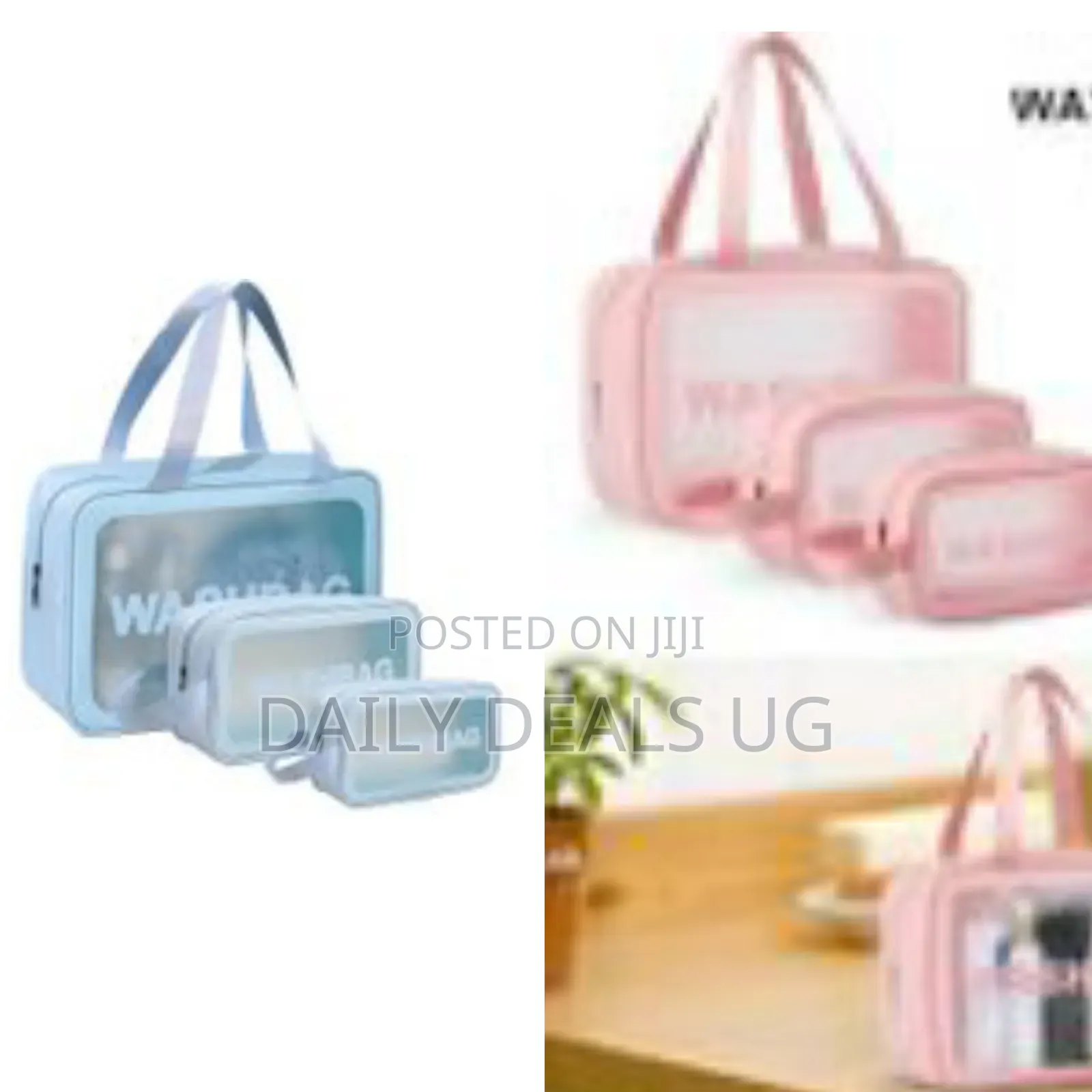 3 Translucent Storage Cosmetic Bags, Make Up Bag for Home Travel
