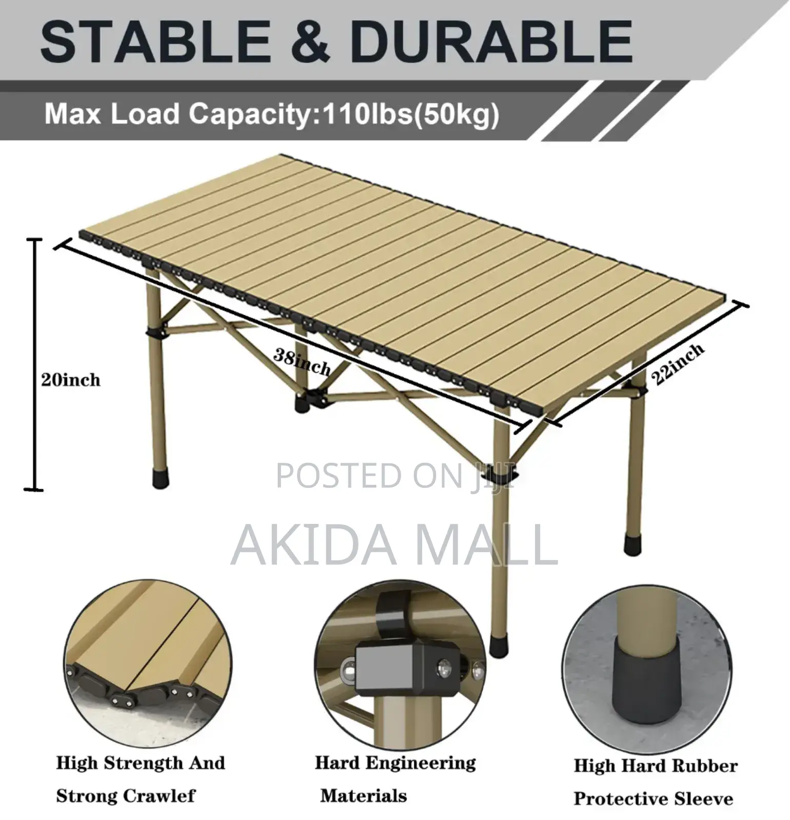Portable, Foldable Aluminum Camping or Picnic Table.