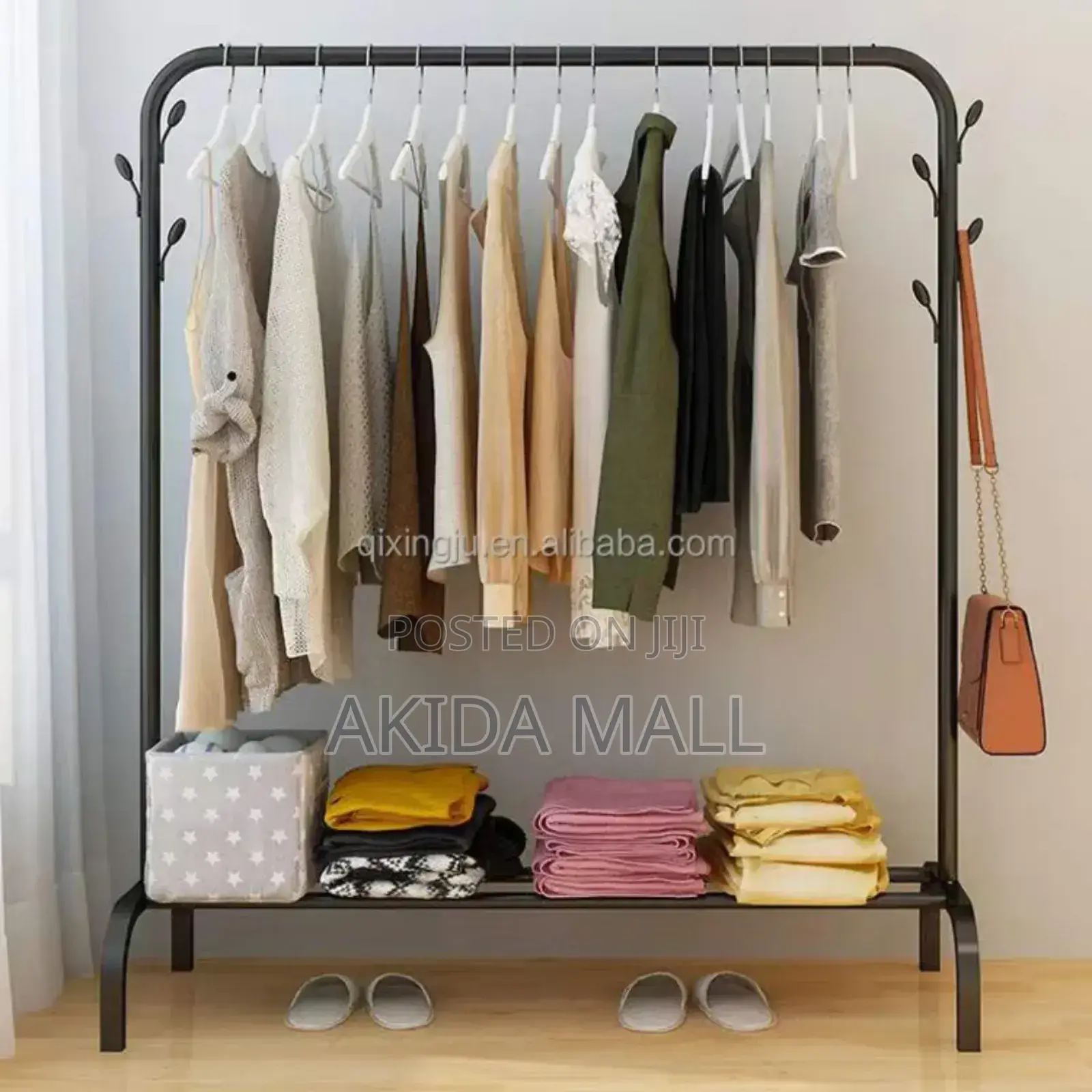 Metal Clothes,Garment Rack Coat Hanger With Bottom Shoe Shelf Rack