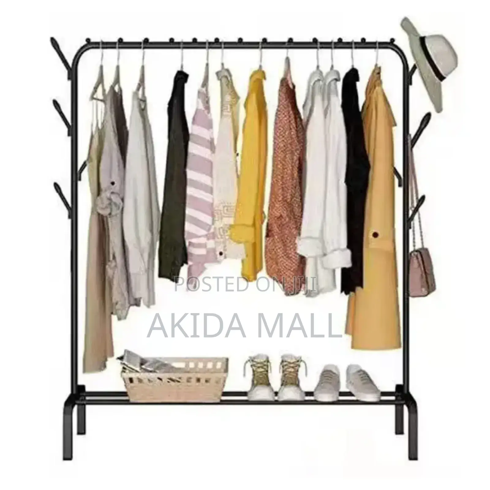 Metal Clothes,Garment Rack Coat Hanger With Bottom Shoe Shelf Rack