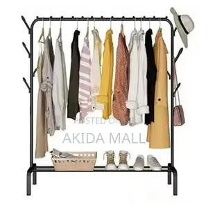 Metal Clothes,Garment Rack Coat Hanger With Bottom Shoe Shelf Rack