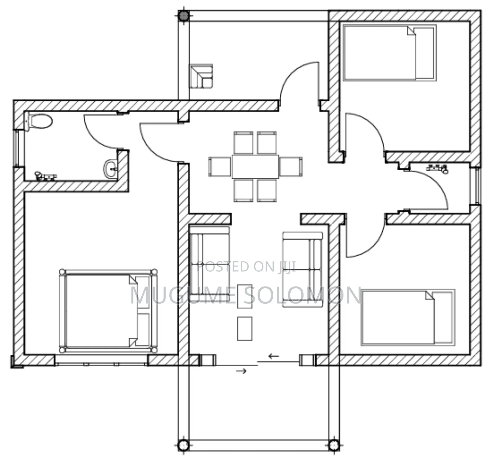 3 Bedrooms House With Lounge, Dining, Bathrooms, Shade and Porch