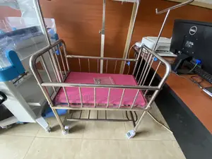 Heavy Duty Stainless Steel Baby Beds - With Mattress and Castors