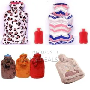 Hot Water Bottle With Faux Fur Cover 1700ml, Cosy Bed Warmer Soft