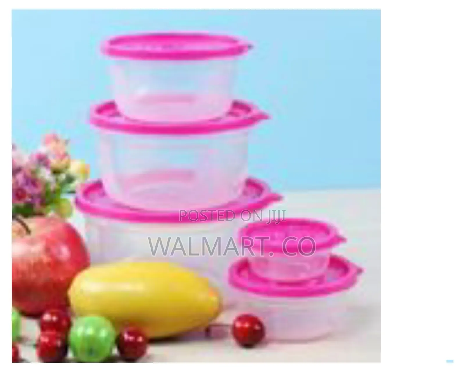 5 Piece Round Airtight Food Storage Container Tins