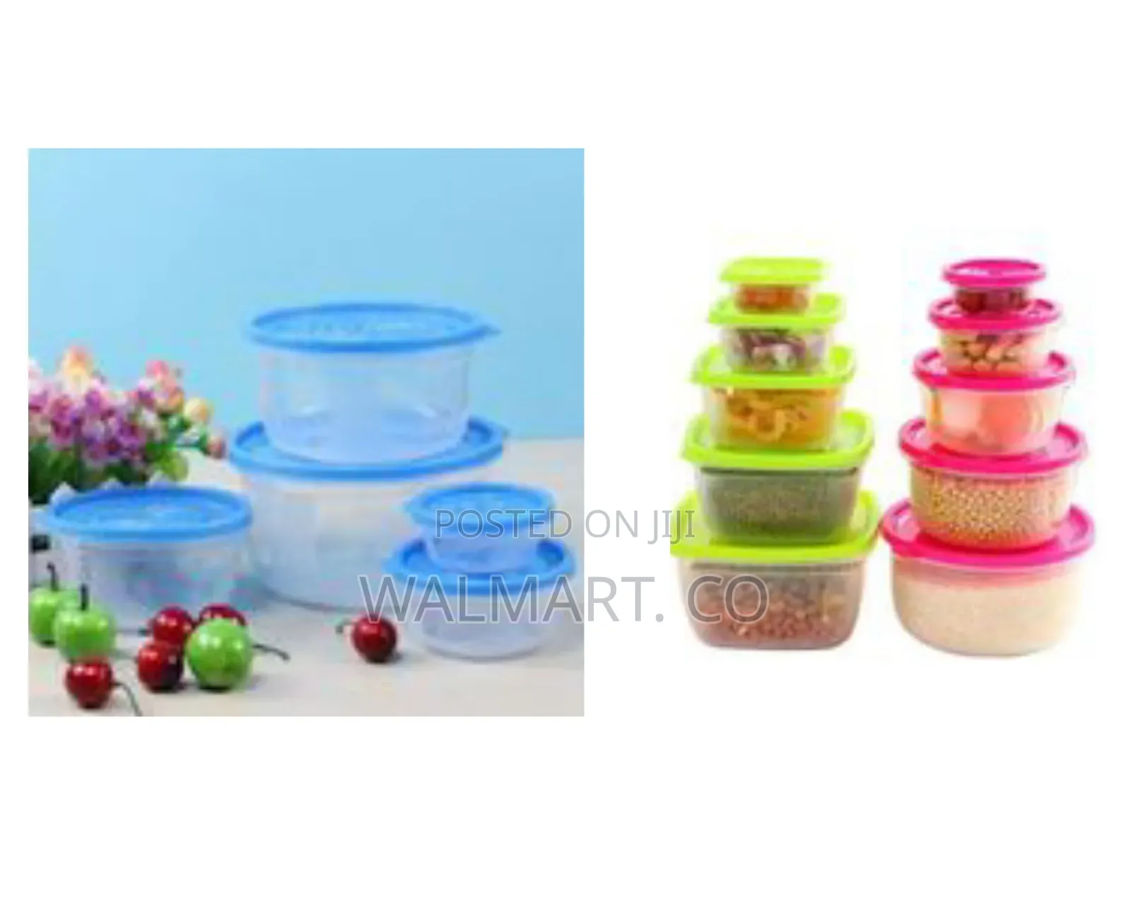 5 Piece Round Airtight Food Storage Container Tins