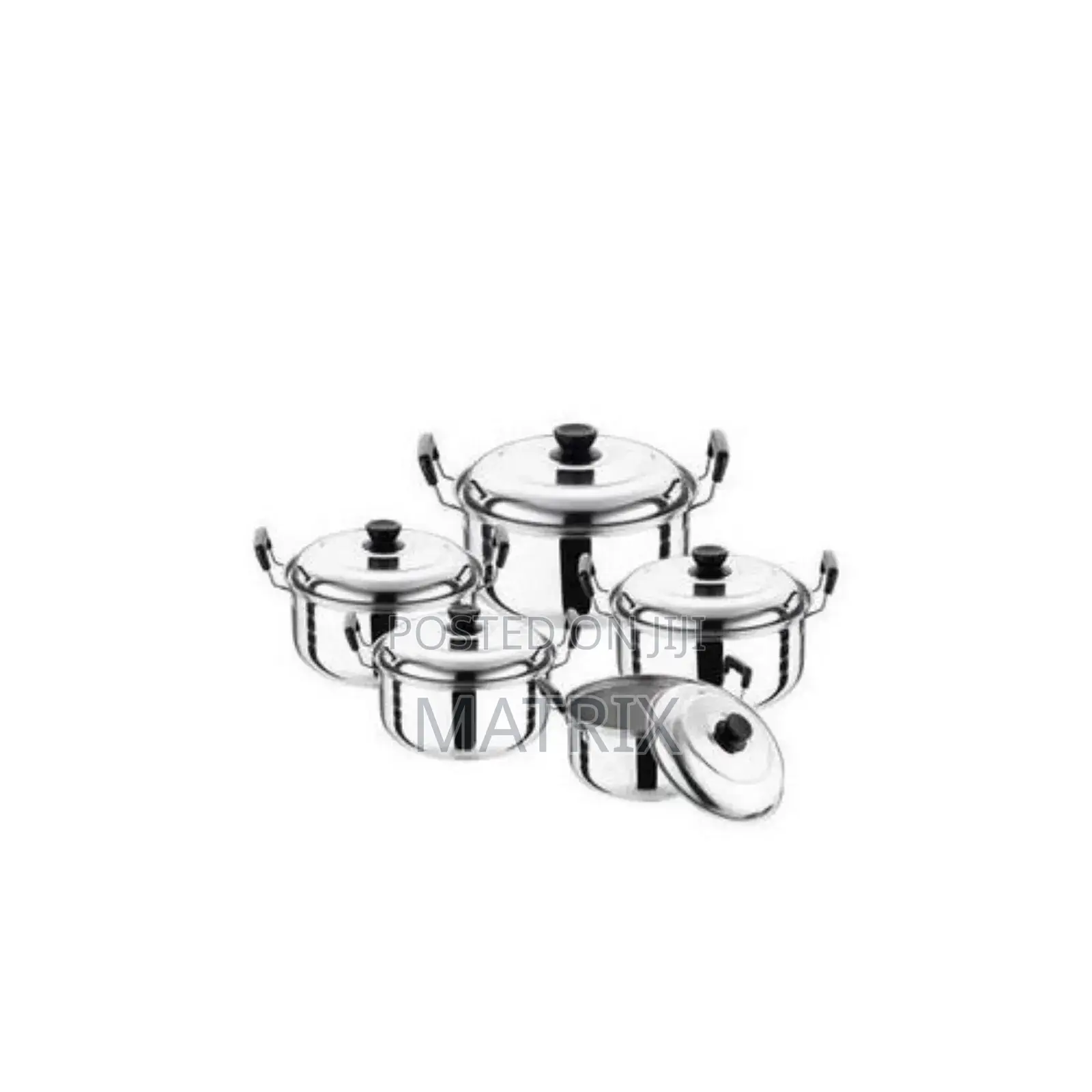 5pcs Serving Dishes High Grade Stainless Steel Soup Pot - Silver