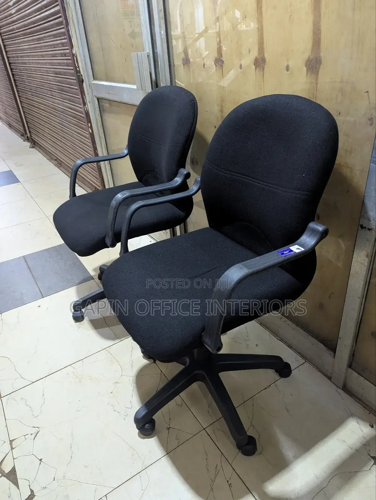 Swivelling Fabric Office Chairs, 2 Pieces