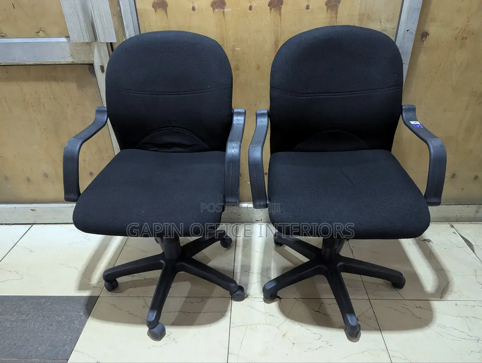 Swivelling Fabric Office Chairs, 2 Pieces