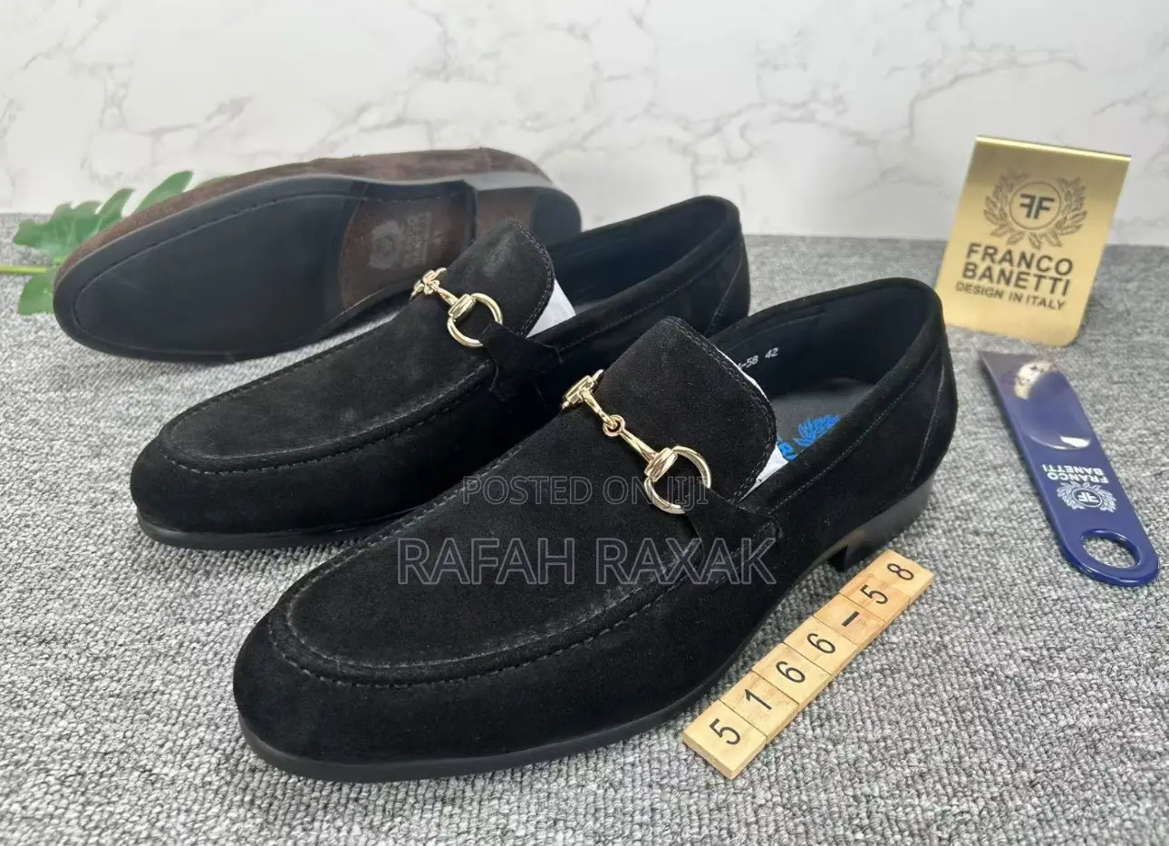 Men’S Black Franco Banetti Suede Loafers