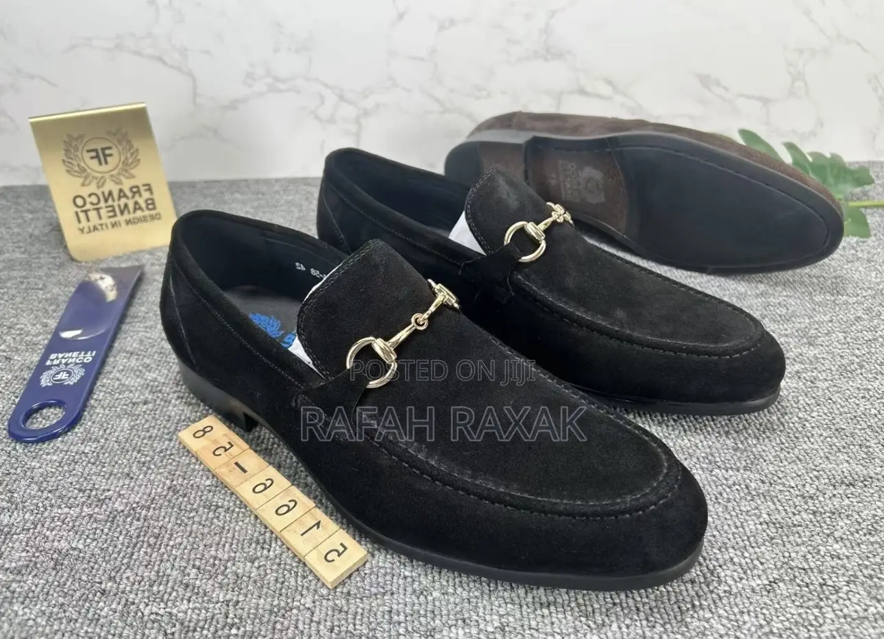 Men’S Black Franco Banetti Suede Loafers