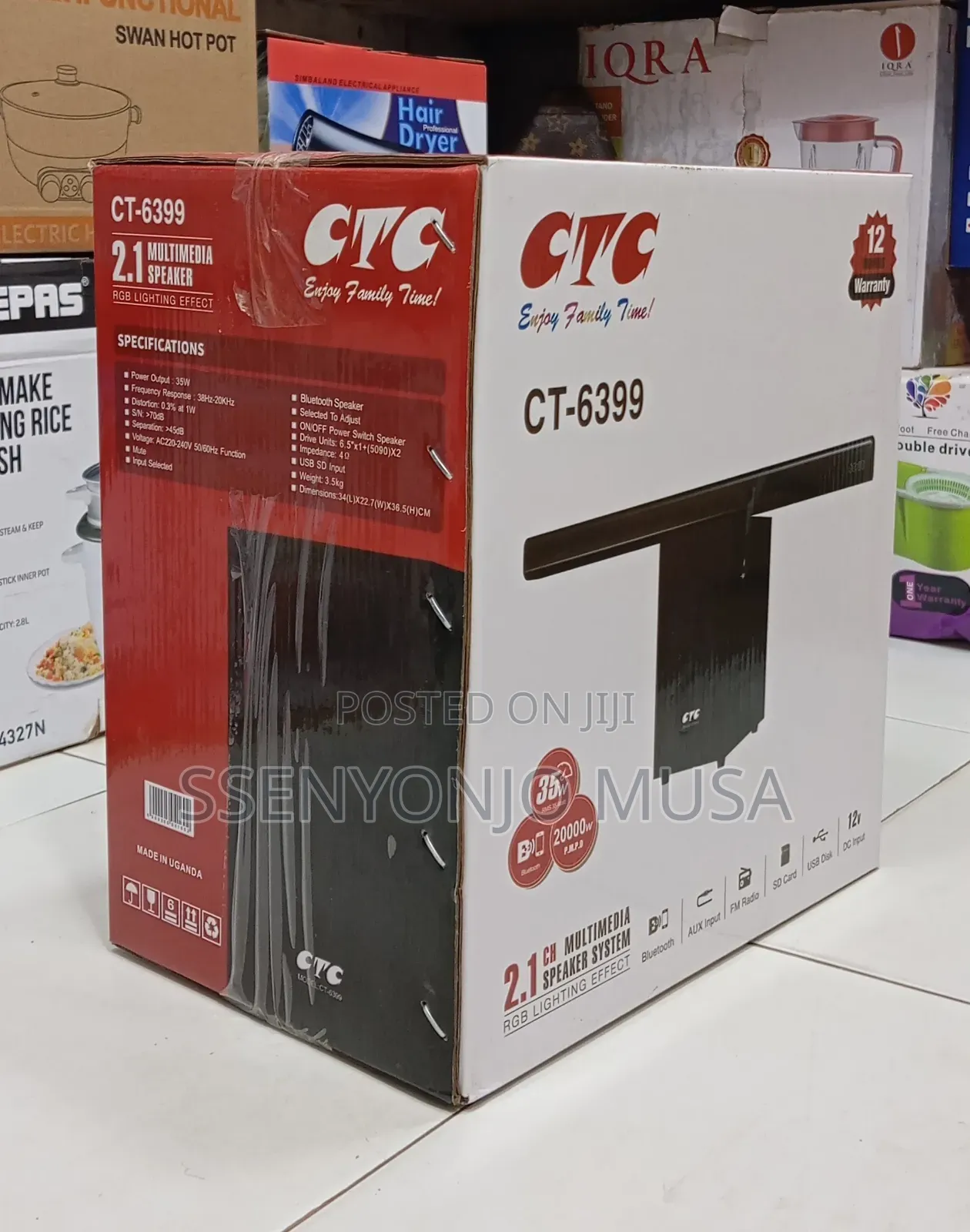 CTC 2.1 Soundbar Multimedia Speaker System – 35w, Bluetooth, RGB