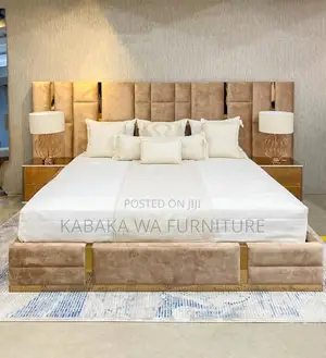 Modern Dressed /5x6 Leather /Bed With Golden /Designs Bed Available/