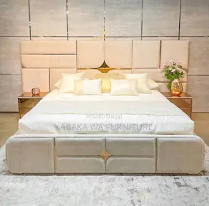 Modern Dressed /5x6 Leather /Bed With Golden /Designs Bed Available/