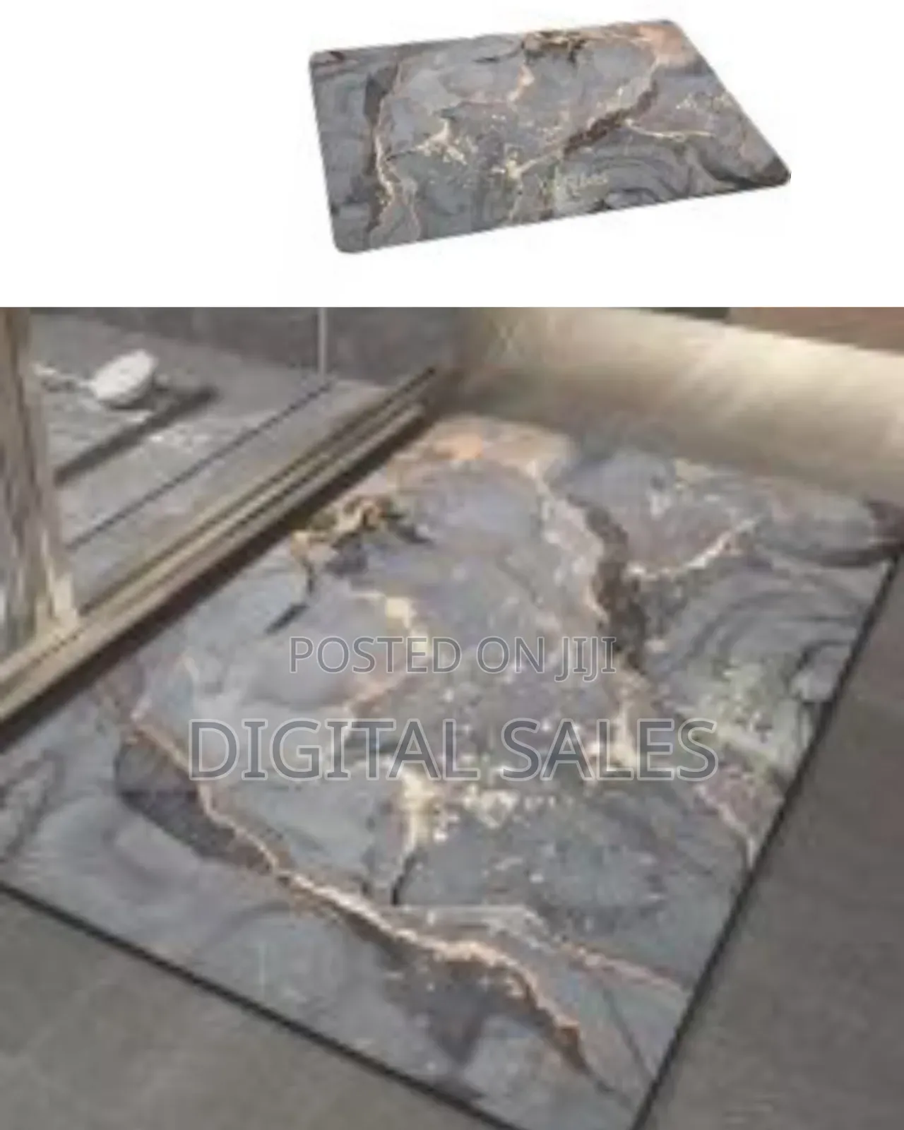 Bathroom Rugs Gray Marble 60x40 Cm Velvet Bath Mat Non-Slip Modern