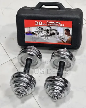 30kg Chrome Anti Rust Dumbbells Set -silver