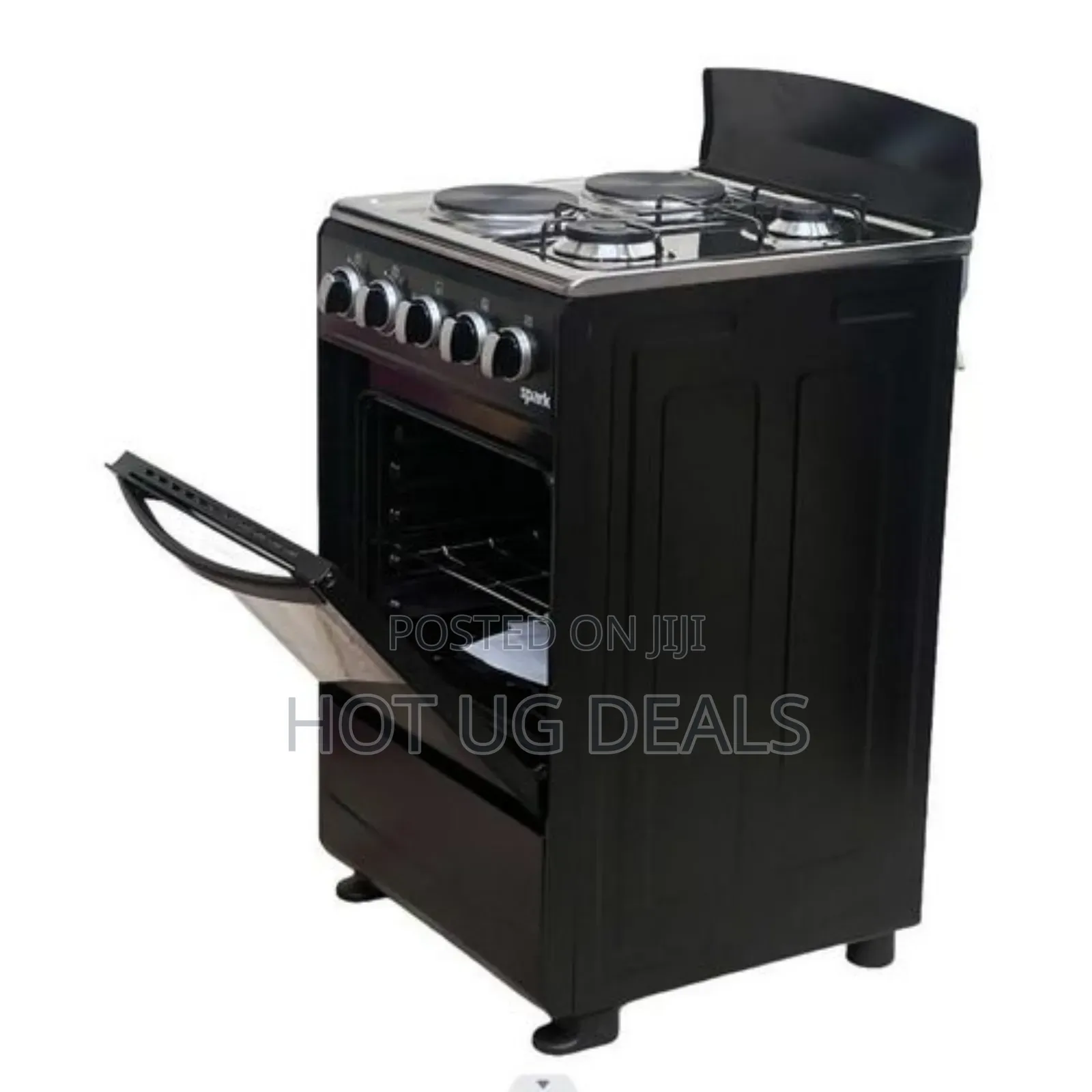 Spark 50x50cm 2 Gas + 2 Electric Cooker With Gas Oven - Black