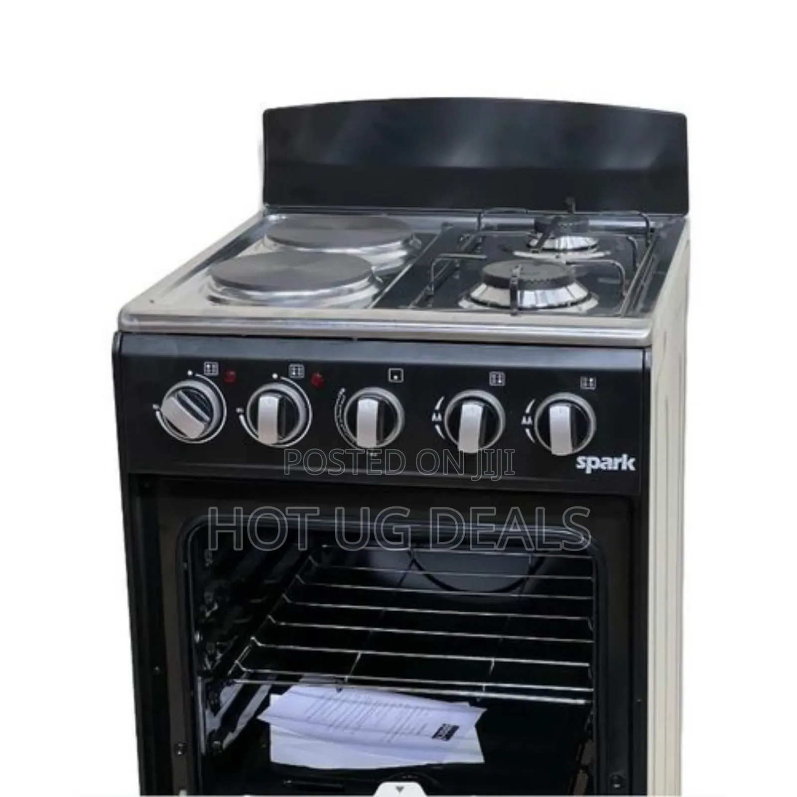 Spark 50x50cm 2 Gas + 2 Electric Cooker With Gas Oven - Black