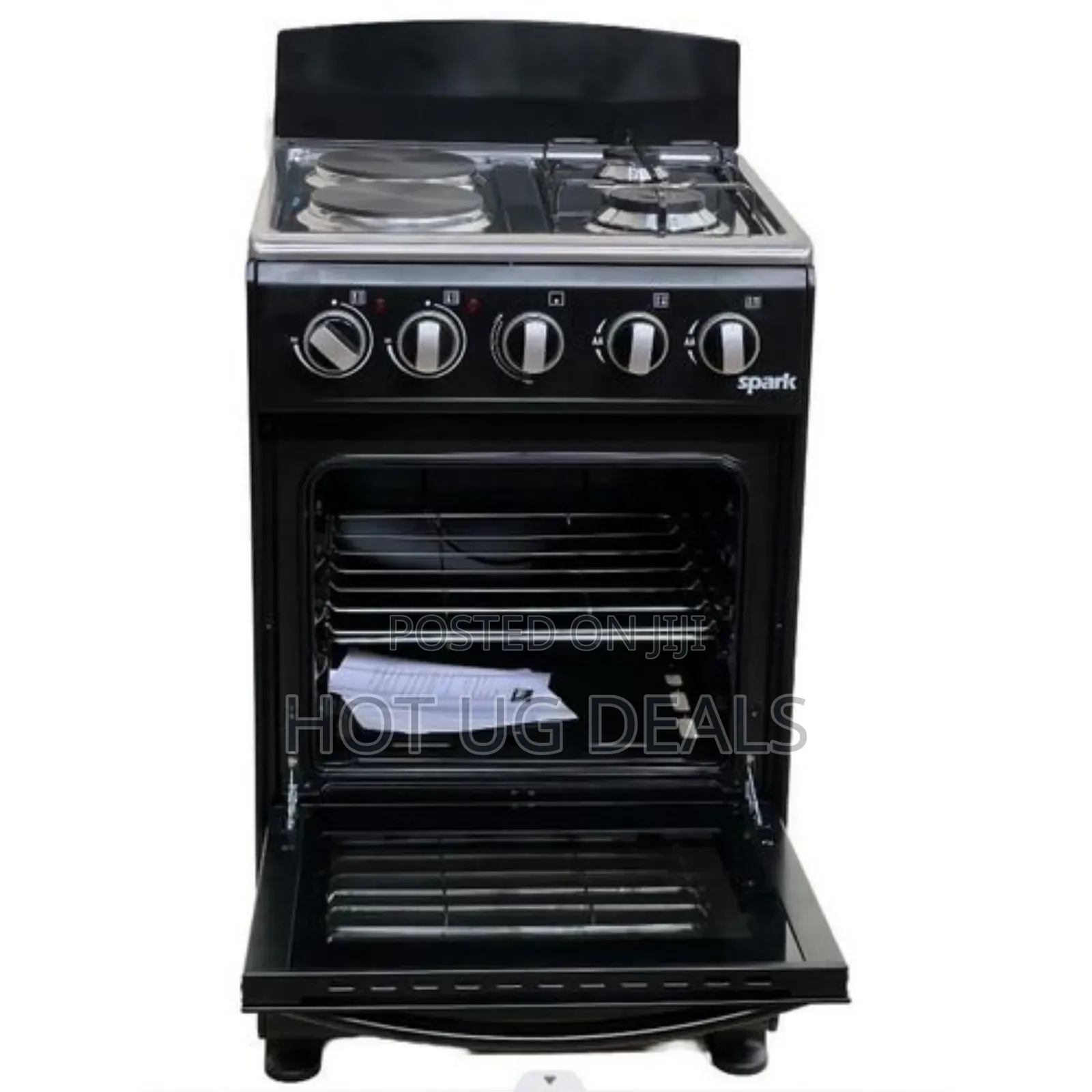Spark 50x50cm 2 Gas + 2 Electric Cooker With Gas Oven - Black
