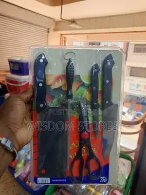 Knife Set With a Sharpener and Kitchen Scissors.
