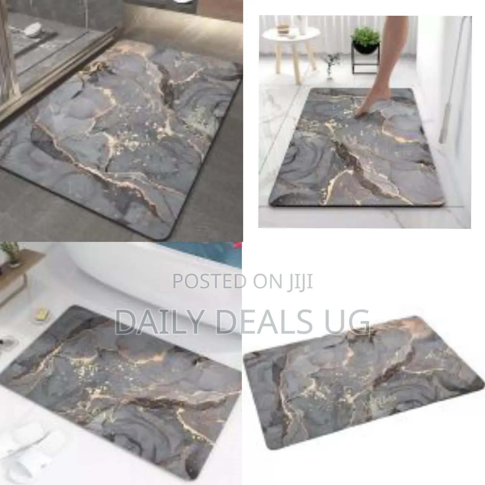 Bathroom Rugs Gray Marble 60x40 Cm Velvet Bath Mat Non-Slip Modern