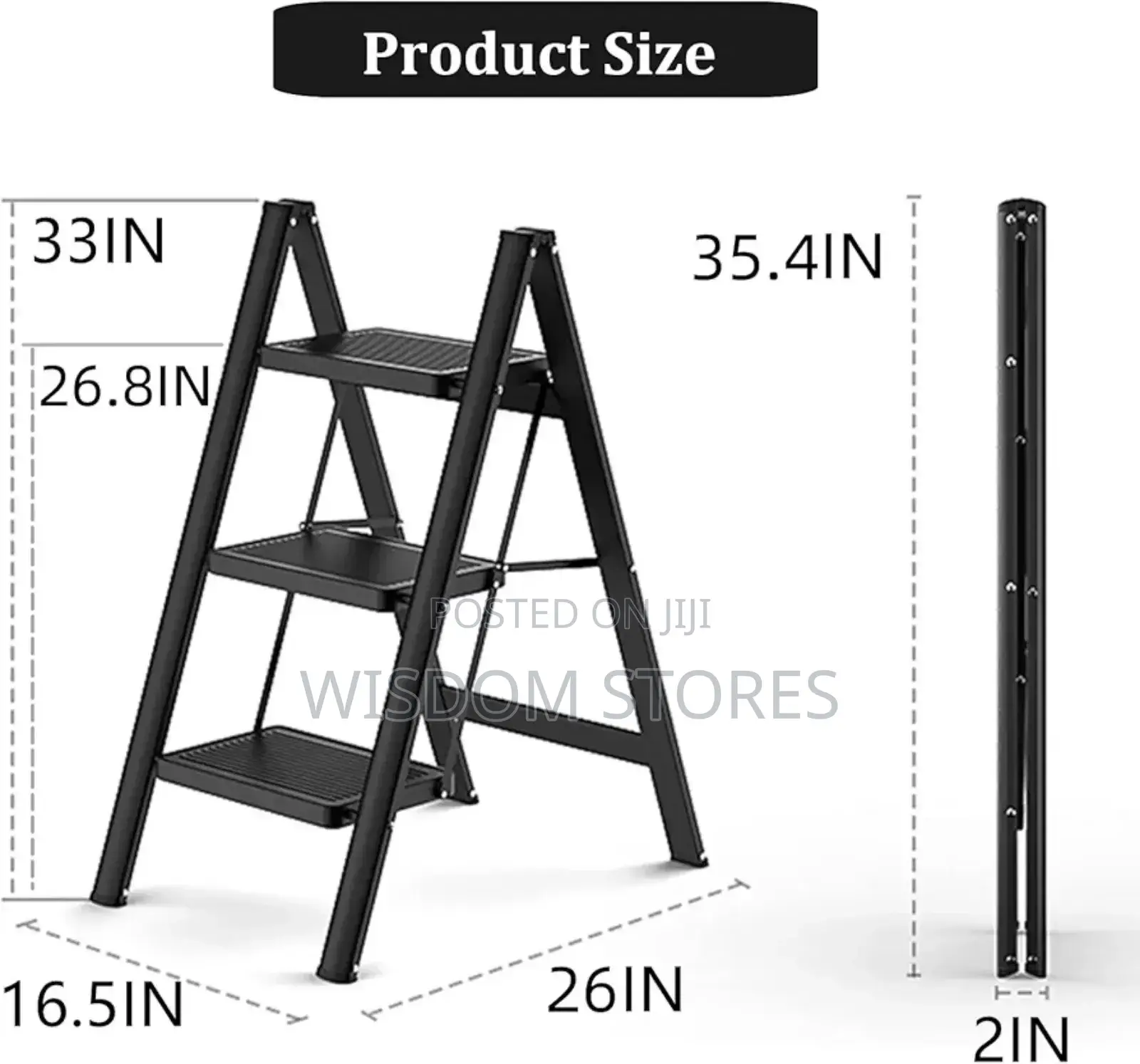 3 Step Ladder,Folding Step Stool With Wide Anti-Slip Pedal