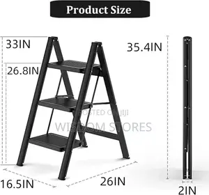 3 Step Ladder,Folding Step Stool With Wide Anti-Slip Pedal