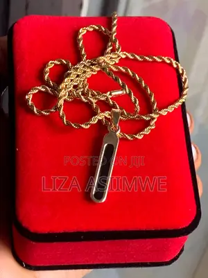 Men’S Gold and Black Inlay Bar Necklace