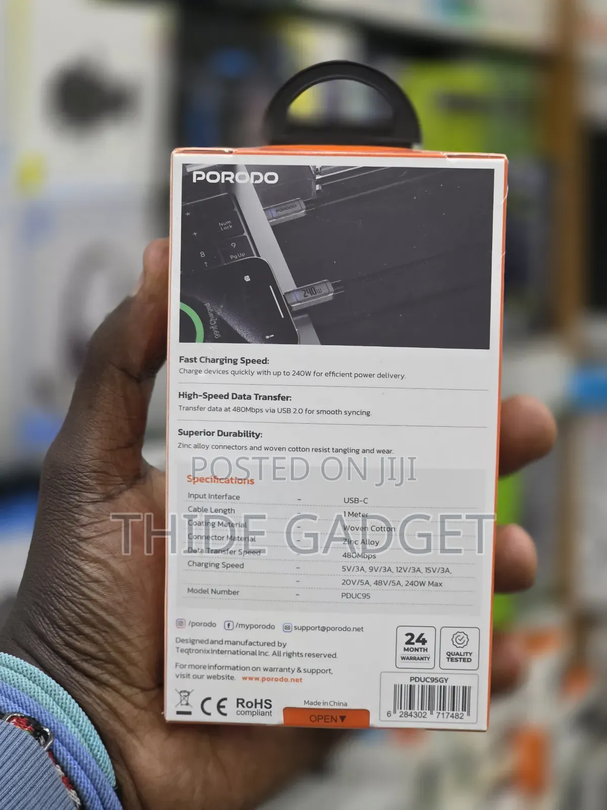 Original Porodo 240w Cable Powersync Fast Charging And Data Transfer