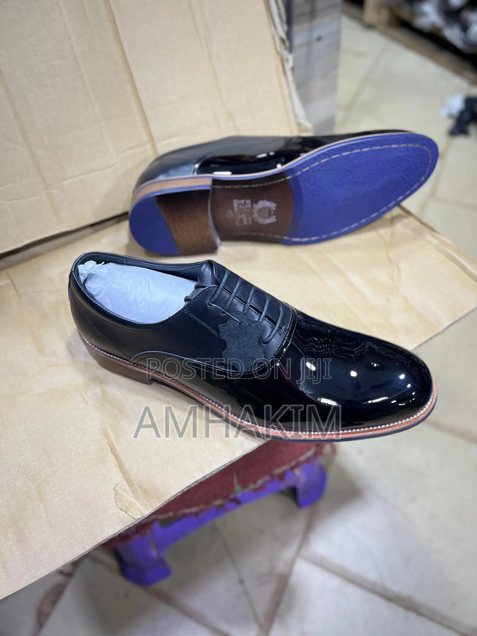 Classic Men's Half Shinny Wooden,Leather Sole Oxfords In Stock