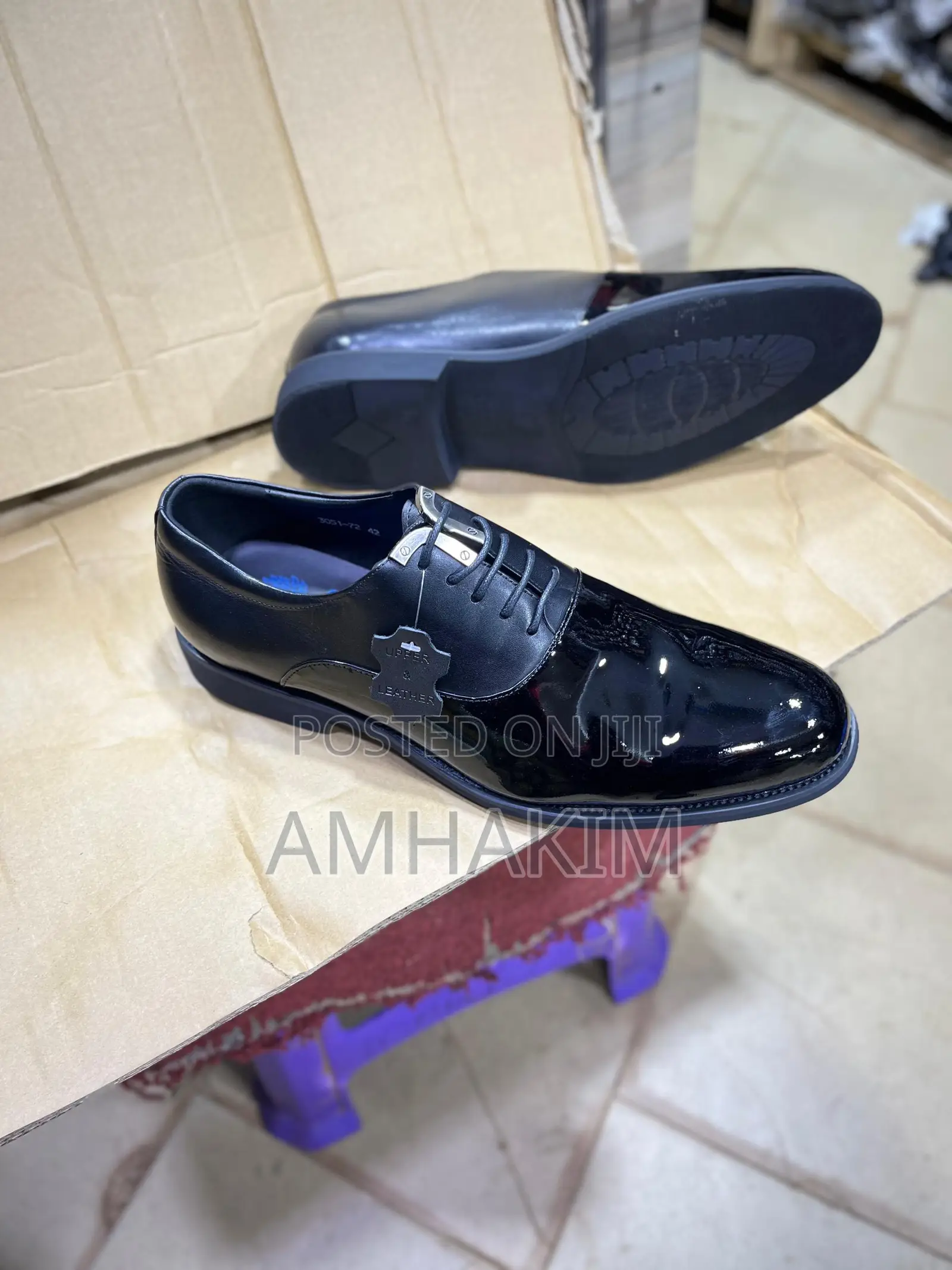 Classic Men's Half Shinny Full Rubber Soled Oxfords In Stock
