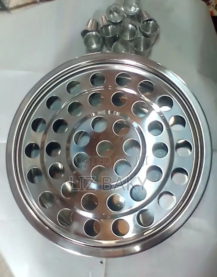 Stainless Steel/Metallic Cups and Tray for Holy Communion.