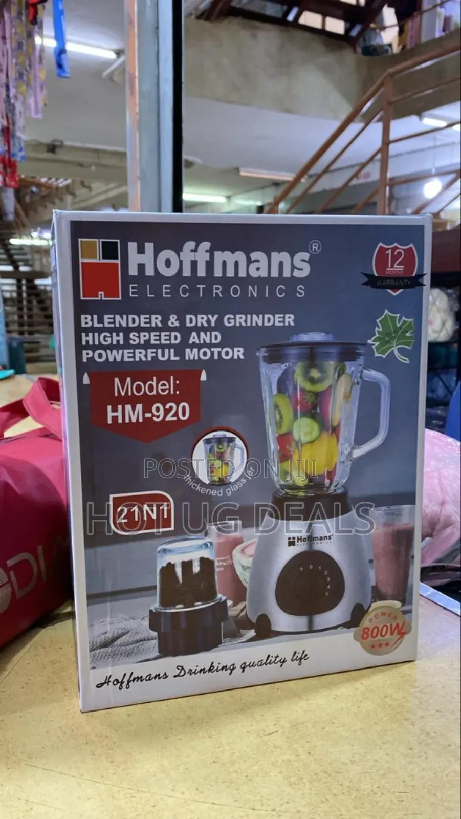 Hoffmans 1.5l Juice Blender 2 In 1 Glass With Mill Grater - Silver