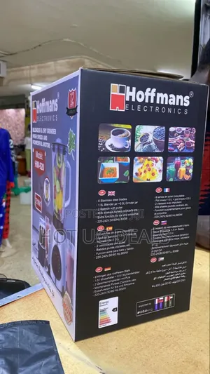 Hoffmans 1.5l Juice Blender 2 In 1 Glass With Mill Grater - Silver