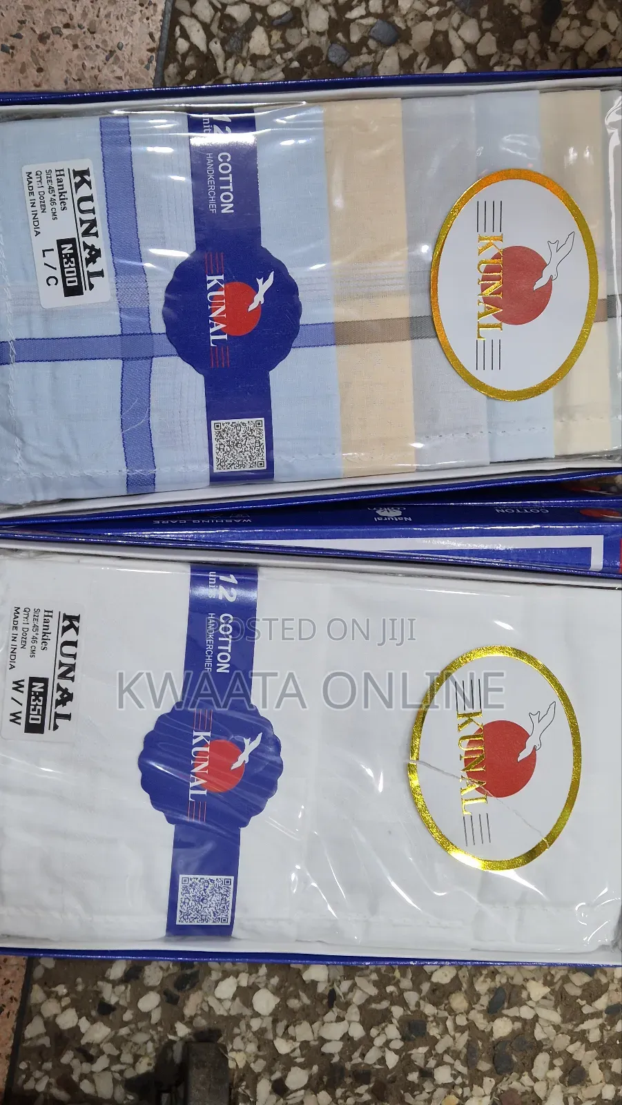 12 Pc Pack "Kunal" Brand Cotton Handkerchiefs Hanky (White or Colors)
