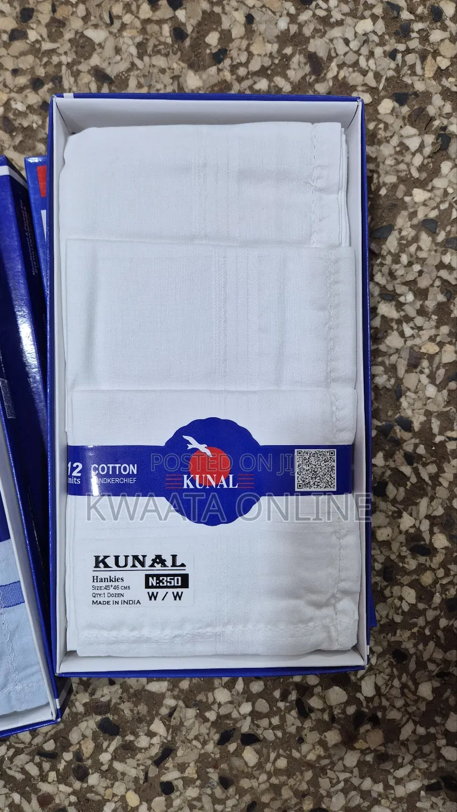 12 Pc Pack "Kunal" Brand Cotton Handkerchiefs Hanky (White or Colors)