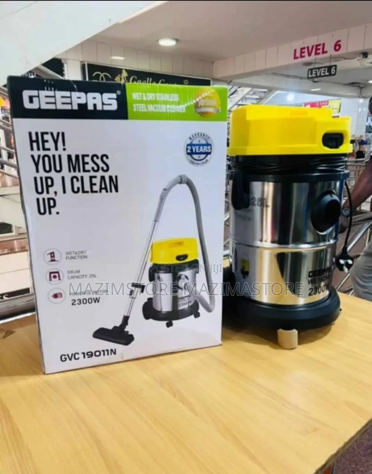 Geepas Wet Dry Blow Stainless Steel Vacuum Cleaner