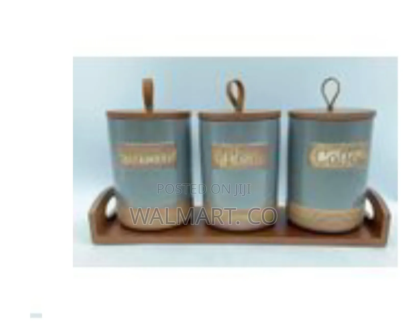 3 Piece Ceramic Canister Set for Tea,Sugar,Coffee